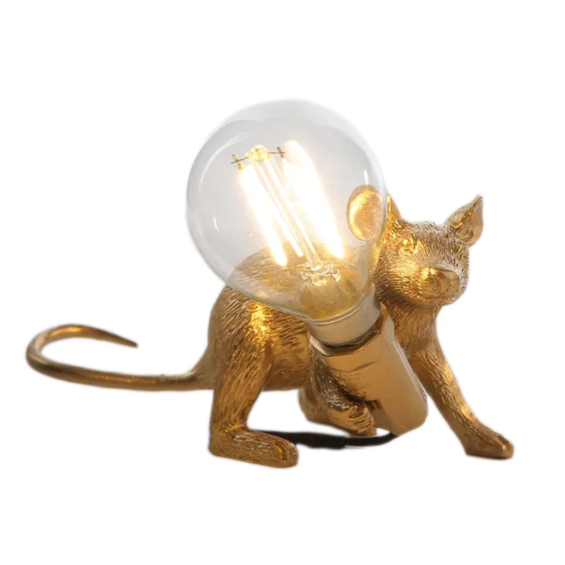 Decoratieve Muizenlamp Hars LED Verlichting Zittend of Liggend Wit Goud Zwart Tafel- en Nachtkastlamp voor Woonkamer Slaapkamer Kinderkamer | Sansoti