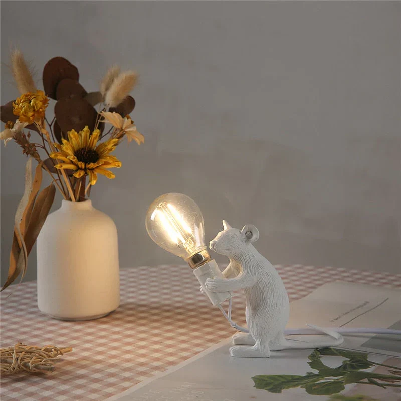 Decoratieve Muizenlamp Hars LED Verlichting Zittend of Liggend Wit Goud Zwart Tafel- en Nachtkastlamp voor Woonkamer Slaapkamer Kinderkamer | Sansoti