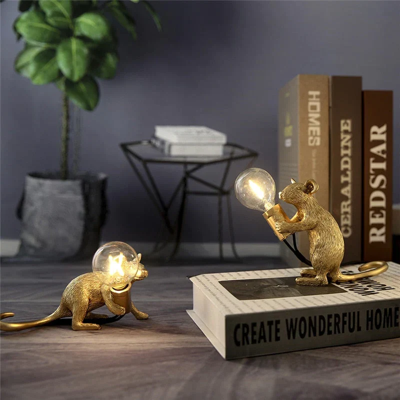 Decoratieve Muizenlamp Hars LED Verlichting Zittend of Liggend Wit Goud Zwart Tafel- en Nachtkastlamp voor Woonkamer Slaapkamer Kinderkamer | Sansoti