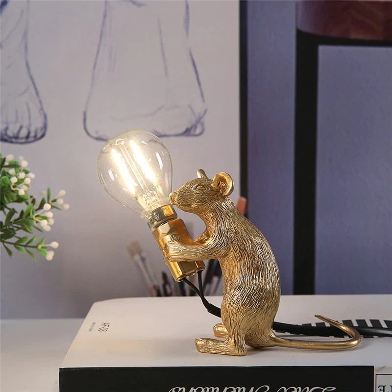 Decoratieve Muizenlamp Hars LED Verlichting Zittend of Liggend Wit Goud Zwart Tafel- en Nachtkastlamp voor Woonkamer Slaapkamer Kinderkamer | Sansoti