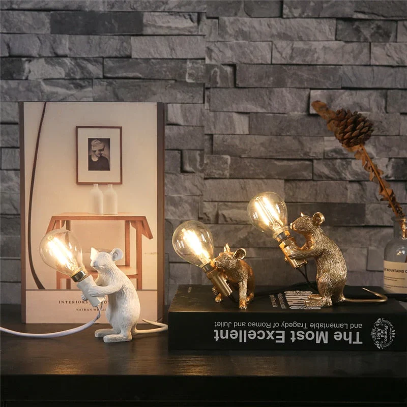 Decoratieve Muizenlamp Hars LED Verlichting Zittend of Liggend Wit Goud Zwart Tafel- en Nachtkastlamp voor Woonkamer Slaapkamer Kinderkamer | Sansoti
