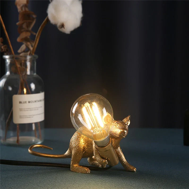 Decoratieve Muizenlamp Hars LED Verlichting Zittend of Liggend Wit Goud Zwart Tafel- en Nachtkastlamp voor Woonkamer Slaapkamer Kinderkamer | Sansoti