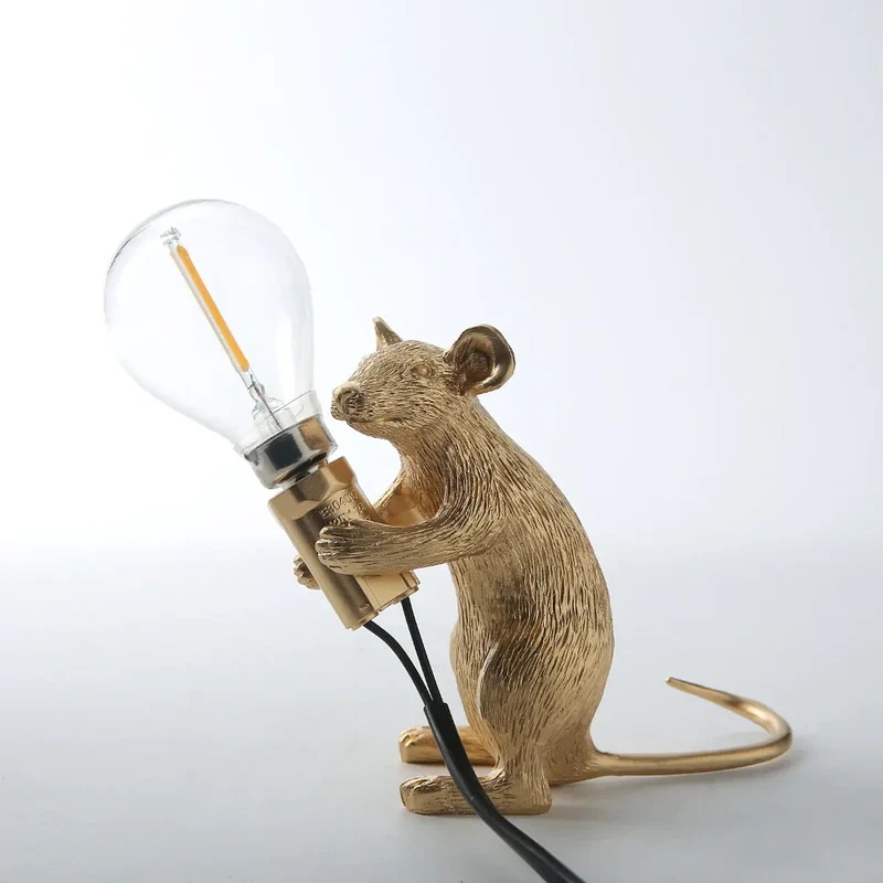 Decoratieve Muizenlamp Hars LED Verlichting Zittend of Liggend Wit Goud Zwart Tafel- en Nachtkastlamp voor Woonkamer Slaapkamer Kinderkamer | Sansoti
