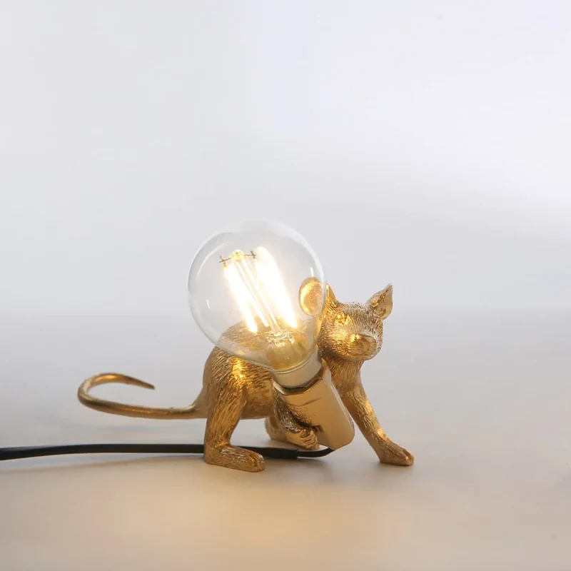 Decoratieve Muizenlamp Hars LED Verlichting Zittend of Liggend Wit Goud Zwart Tafel- en Nachtkastlamp voor Woonkamer Slaapkamer Kinderkamer | Sansoti