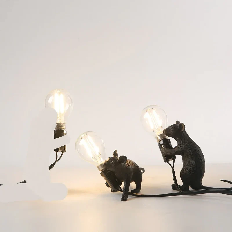 Decoratieve Muizenlamp Hars LED Verlichting Zittend of Liggend Wit Goud Zwart Tafel- en Nachtkastlamp voor Woonkamer Slaapkamer Kinderkamer | Sansoti