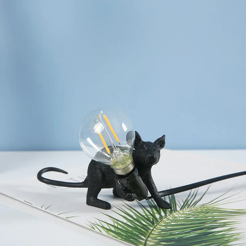 Decoratieve Muizenlamp Hars LED Verlichting Zittend of Liggend Wit Goud Zwart Tafel- en Nachtkastlamp voor Woonkamer Slaapkamer Kinderkamer | Sansoti