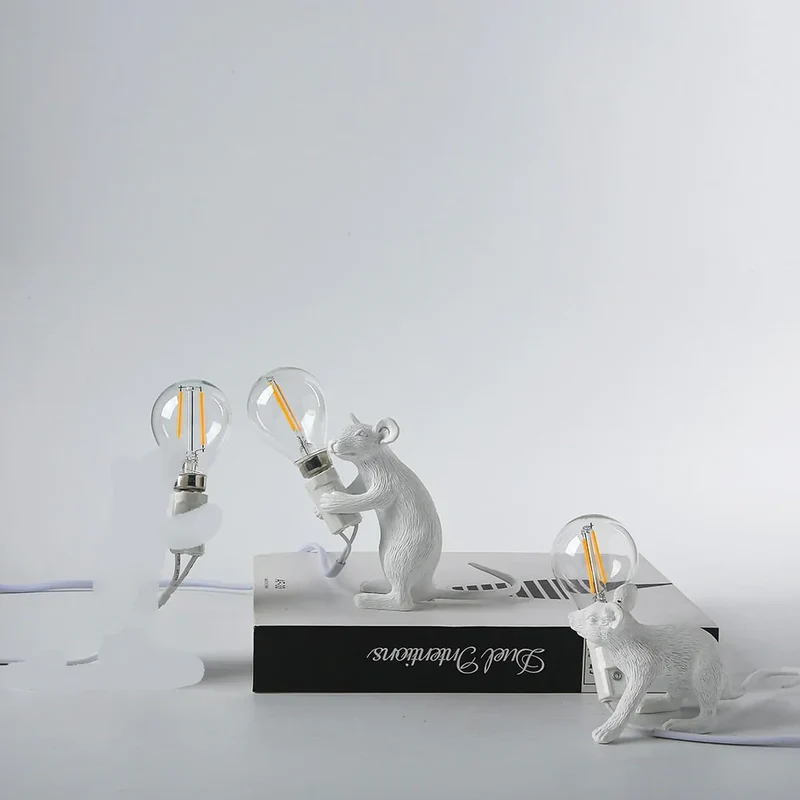 Decoratieve Muizenlamp Hars LED Verlichting Zittend of Liggend Wit Goud Zwart Tafel- en Nachtkastlamp voor Woonkamer Slaapkamer Kinderkamer | Sansoti