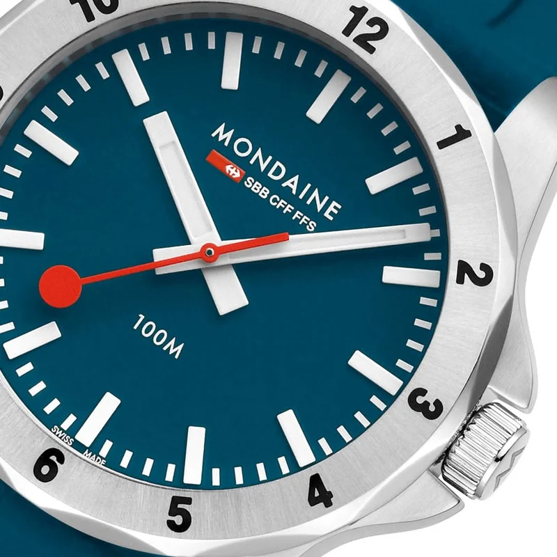 Mondaine Numeri MSN.42140.RD Herrenuhr • Schweizer Bahnhofsuhr-Design • Swiss Made
