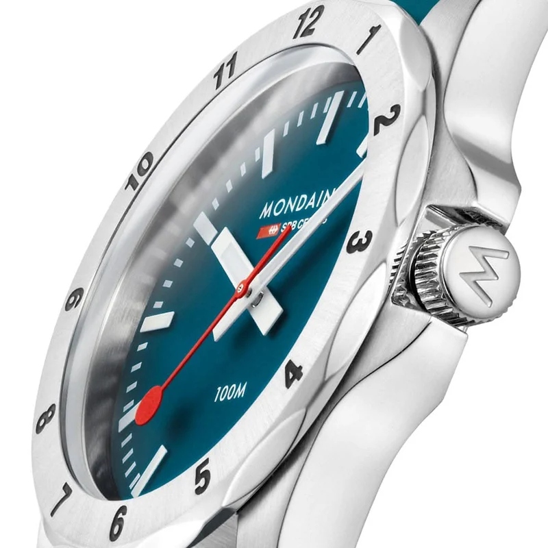 Mondaine Numeri MSN.42140.RD Herrenuhr • Schweizer Bahnhofsuhr-Design • Swiss Made