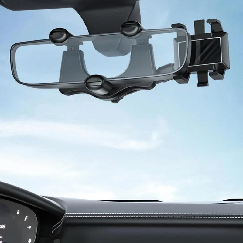 Universele Telefoonhouder voor Achteruitkijkspiegel - 360° Draaibaar - Handsfree Navigatie - Auto Accessoire | Sansoti