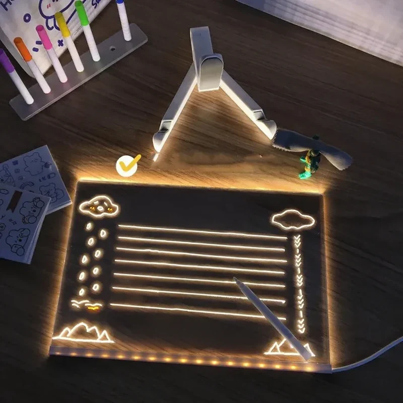 LED Lichtbord voor Tekenen en Notities – Herbruikbaar Schrijfbord met Neon Markeringen | Sansoti