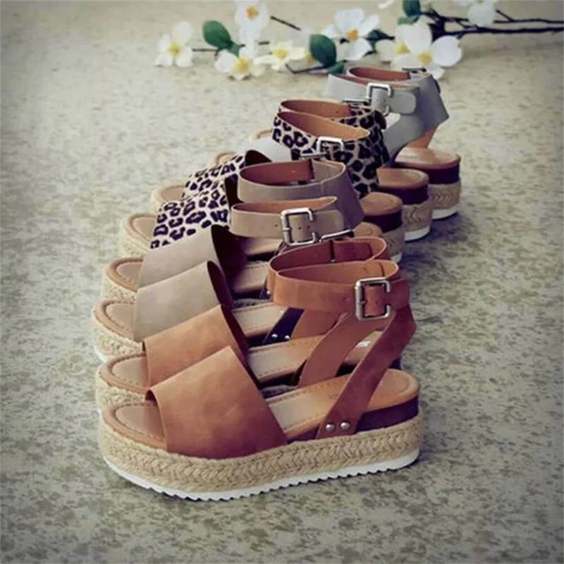 Dames Plateau Sandalen met Verstelbaar Enkelbandje | Zomerse Sleehak Schoenen met Open Teen voor Dagelijks Gebruik | Sansoti