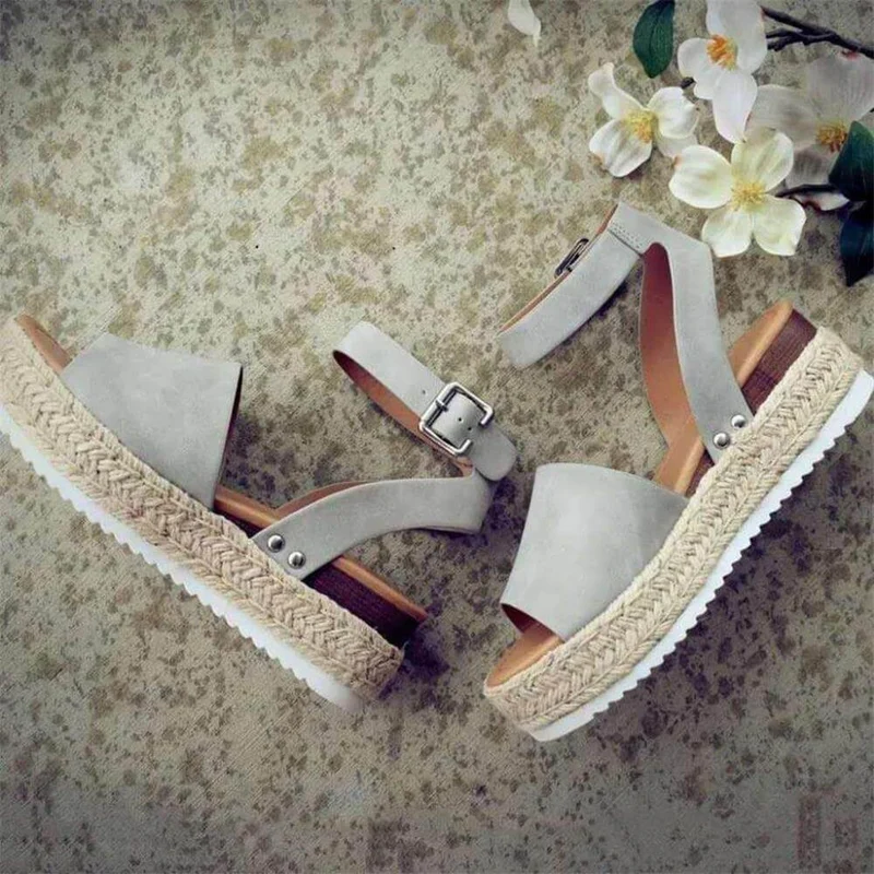 Dames Plateau Sandalen met Verstelbaar Enkelbandje | Zomerse Sleehak Schoenen met Open Teen voor Dagelijks Gebruik | Sansoti