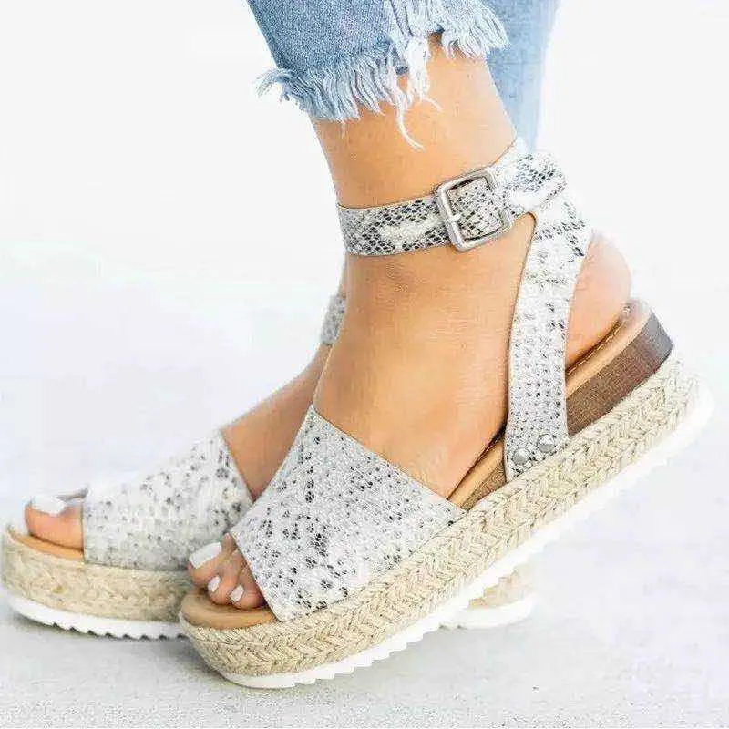 Dames Plateau Sandalen met Verstelbaar Enkelbandje | Zomerse Sleehak Schoenen met Open Teen voor Dagelijks Gebruik | Sansoti