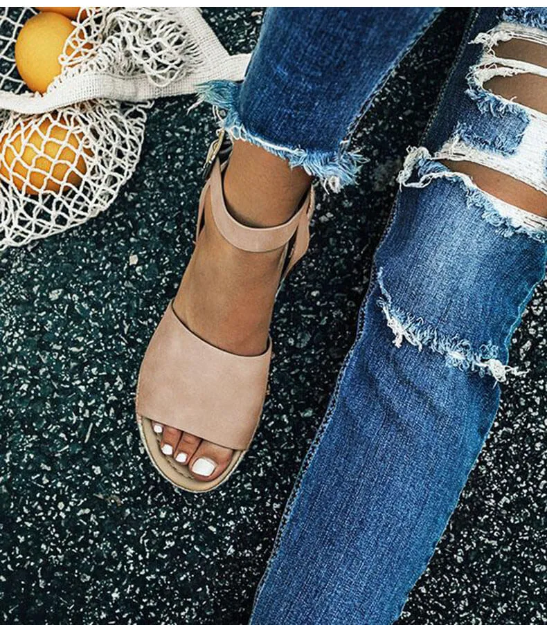 Dames Plateau Sandalen met Verstelbaar Enkelbandje | Zomerse Sleehak Schoenen met Open Teen voor Dagelijks Gebruik | Sansoti
