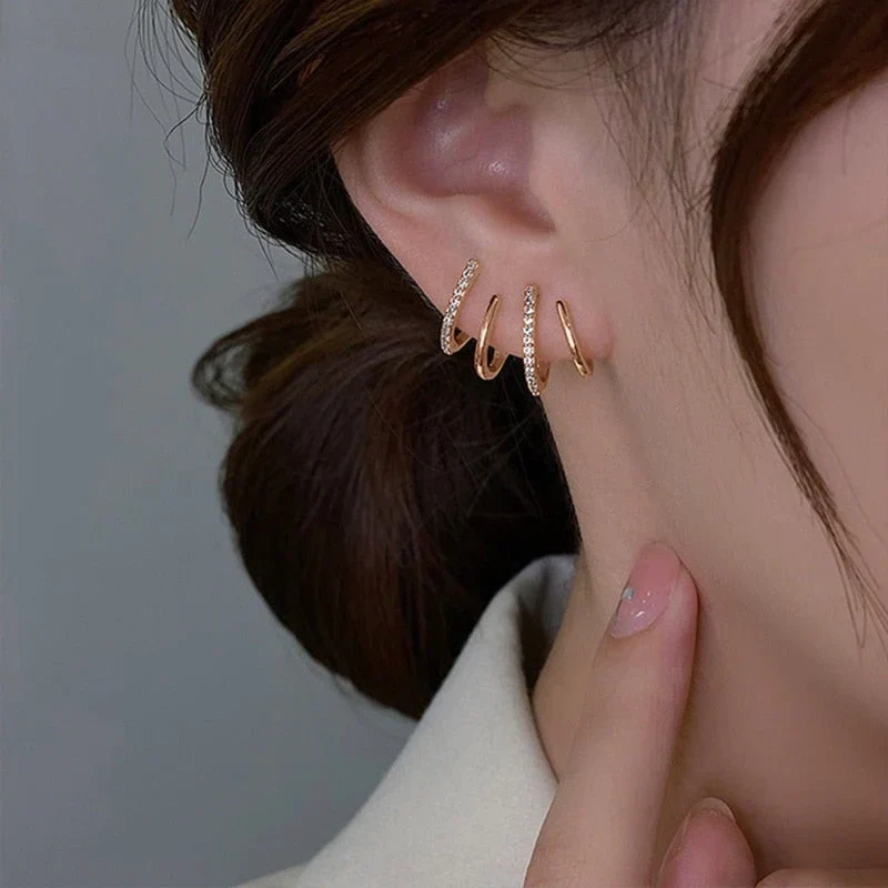 Elegante Oorbellen met Vier Klauwen Design Goud Zilver | Sansoti