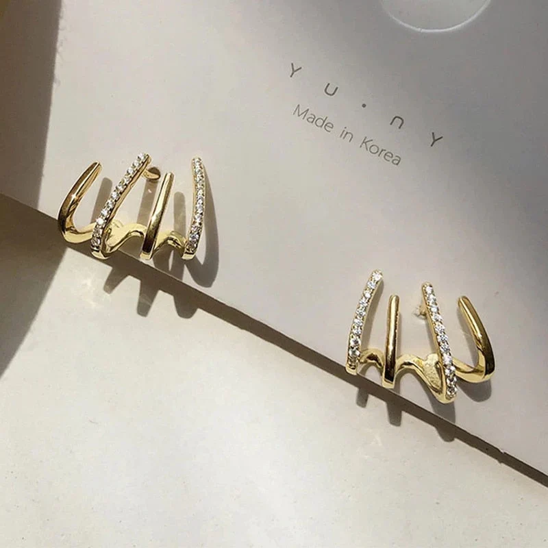 Elegante Oorbellen met Vier Klauwen Design Goud Zilver | Sansoti