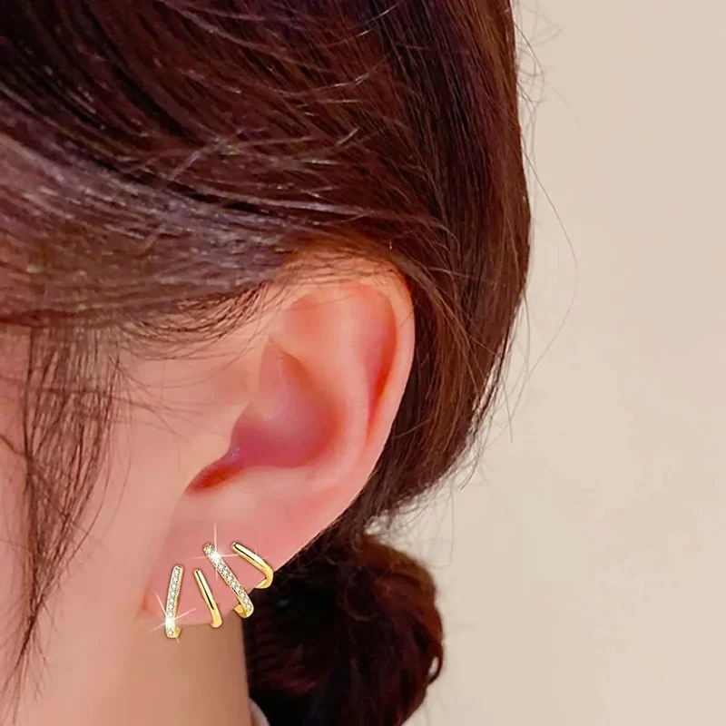 Elegante Oorbellen met Vier Klauwen Design Goud Zilver | Sansoti