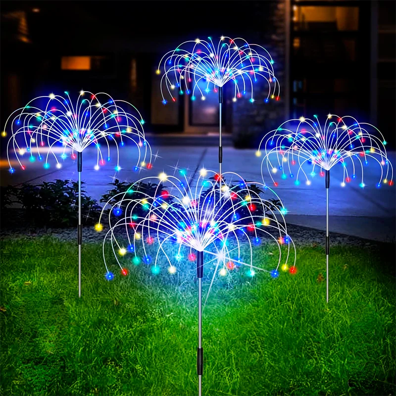 Solarlamp Vuurwerkeffect 120 LED Waterdicht Tuinverlichting 70cm voor Pad Zwembad | Sansoti