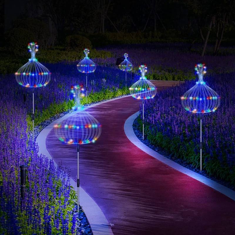 Solarlamp Vuurwerkeffect 120 LED Waterdicht Tuinverlichting 70cm voor Pad Zwembad | Sansoti