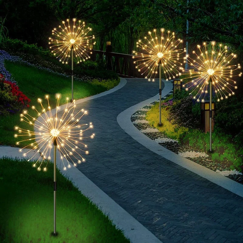 Solarlamp Vuurwerkeffect 120 LED Waterdicht Tuinverlichting 70cm voor Pad Zwembad | Sansoti