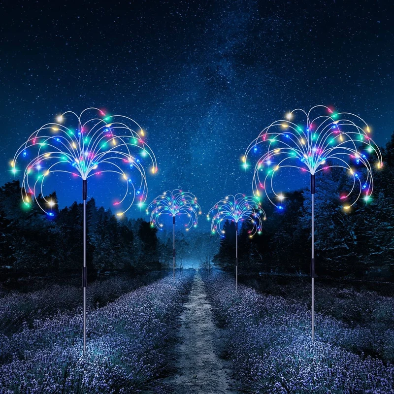 Solarlamp Vuurwerkeffect 120 LED Waterdicht Tuinverlichting 70cm voor Pad Zwembad | Sansoti