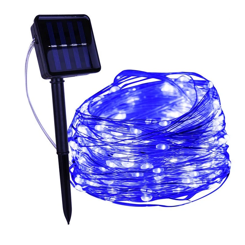 Solar LED Lichtsnoer Warm Wit Groene Koperdraad IP65 Waterdicht Voor Tuin Terras & Balkon | Sansoti