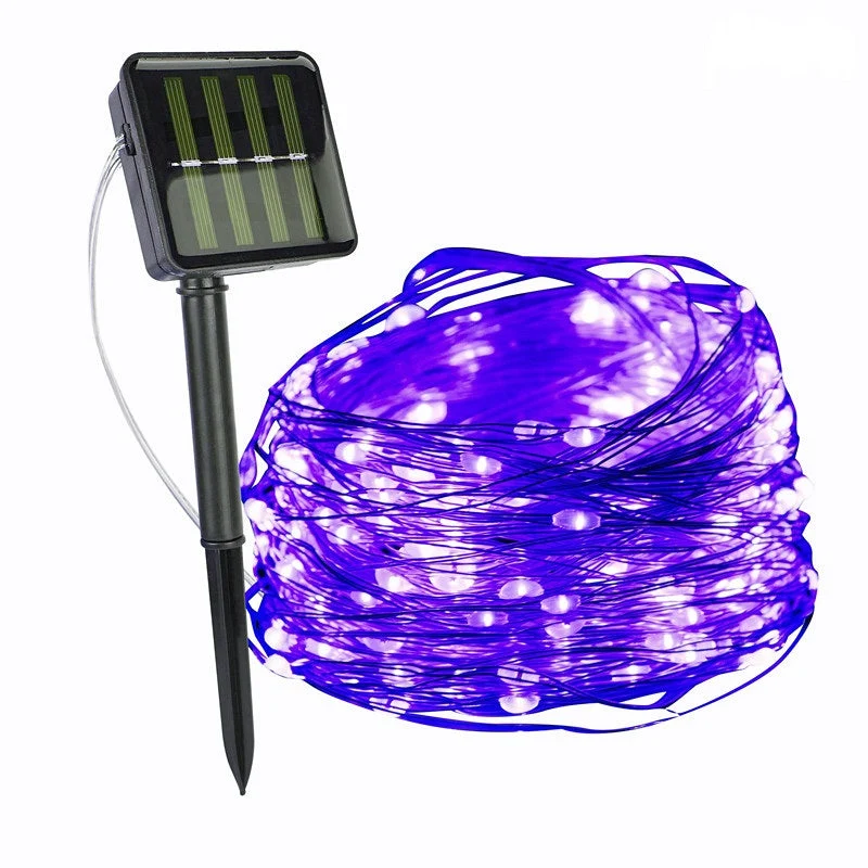Solar LED Lichtsnoer Warm Wit Groene Koperdraad IP65 Waterdicht Voor Tuin Terras & Balkon | Sansoti