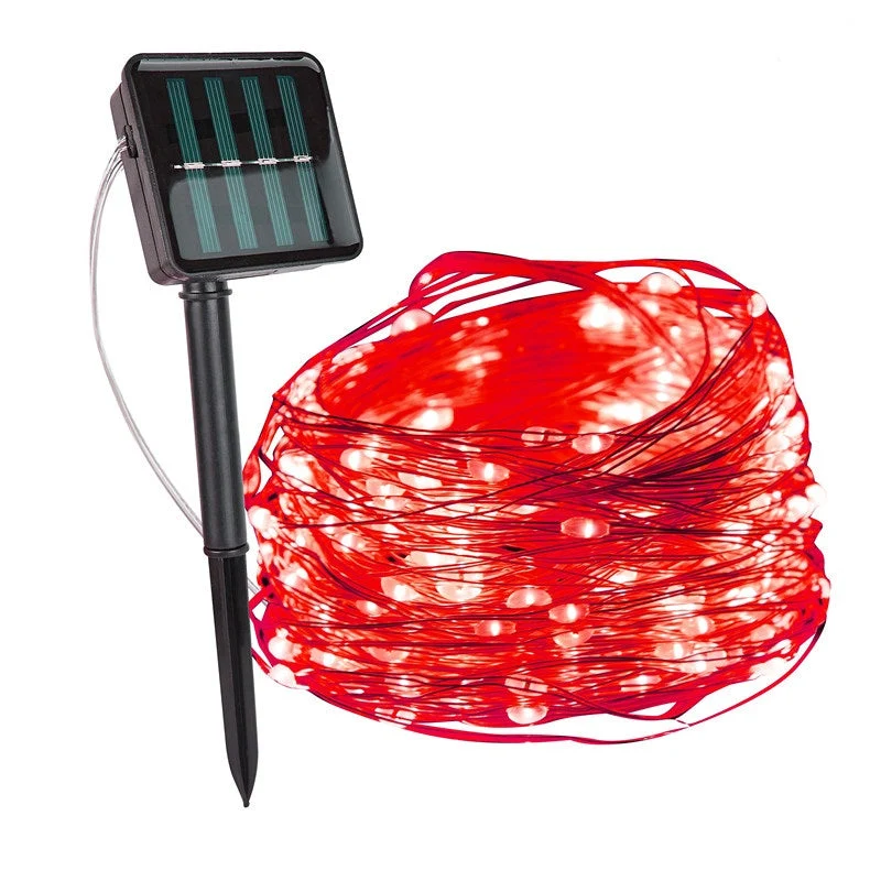 Solar LED Lichtsnoer Warm Wit Groene Koperdraad IP65 Waterdicht Voor Tuin Terras & Balkon | Sansoti