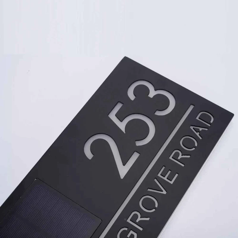 Solar LED Huisnummerbord 3D Acryl Verlicht Warmwit Modern voor Tuin & Entree | Sansoti