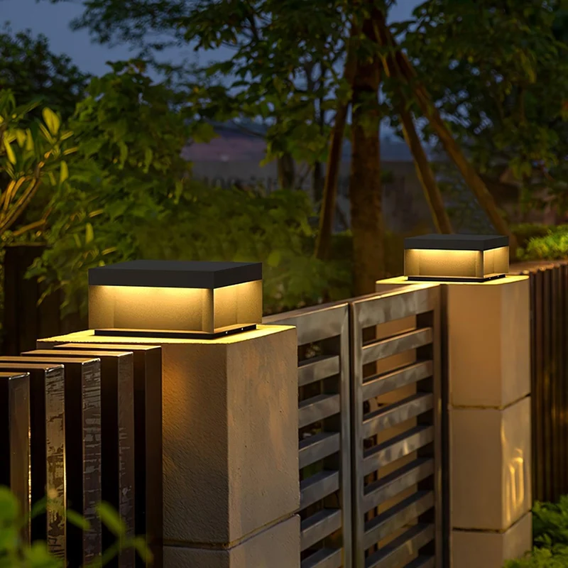 Solar Tuinpaal Verlichting Modern IP65 Zwart Aluminium Wegverlichting Waterdicht voor Tuin Oprit Terras | Sansoti