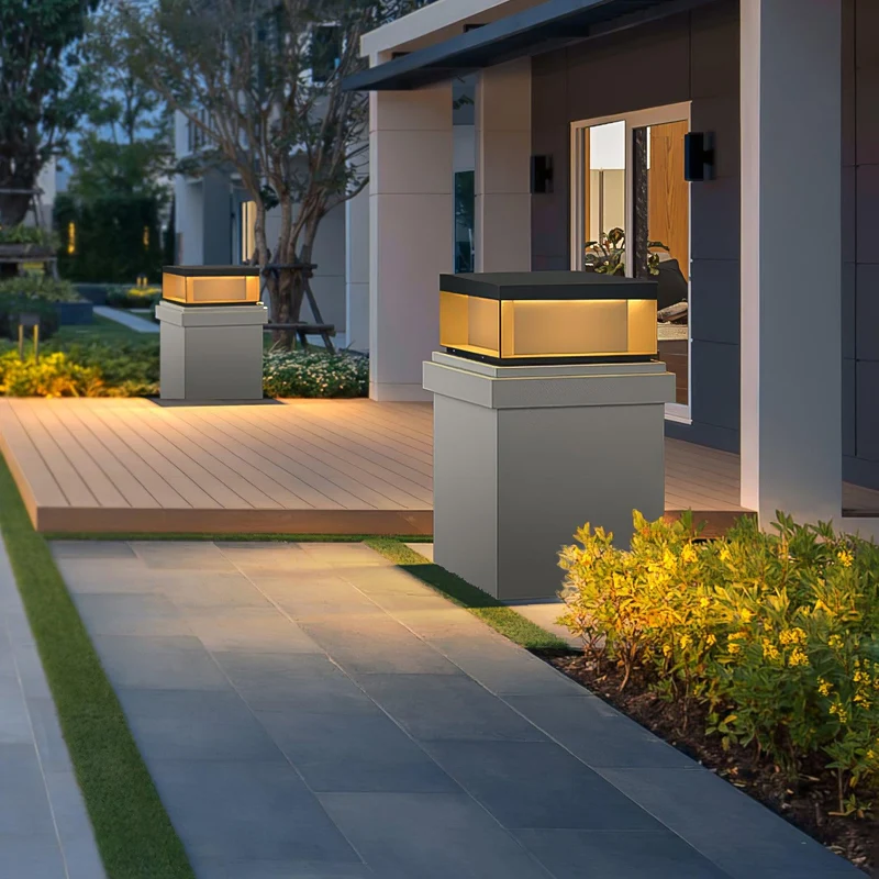 Solar Tuinpaal Verlichting Modern IP65 Zwart Aluminium Wegverlichting Waterdicht voor Tuin Oprit Terras | Sansoti
