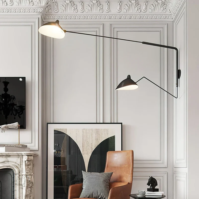 Wandlamp met Verstelbare Gelenkarm Zwart Modern Design voor Woonkamer Werkkamer Flur | Sansoti