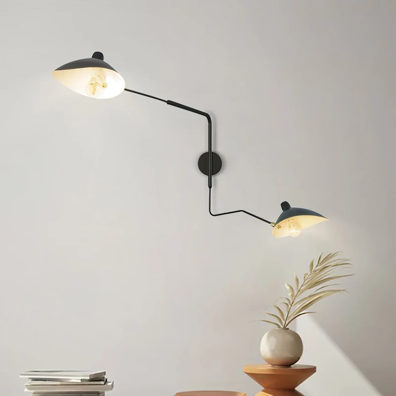 Wandlamp met Verstelbare Gelenkarm Zwart Modern Design voor Woonkamer Werkkamer Flur | Sansoti