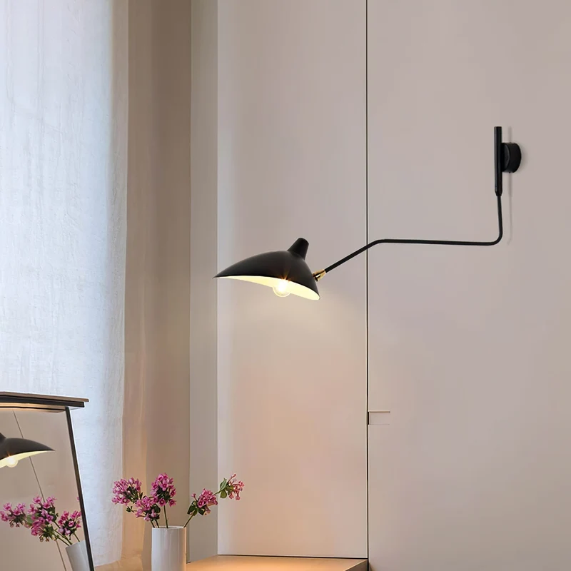 Wandlamp met Verstelbare Gelenkarm Zwart Modern Design voor Woonkamer Werkkamer Flur | Sansoti
