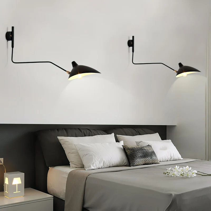 Wandlamp met Verstelbare Gelenkarm Zwart Modern Design voor Woonkamer Werkkamer Flur | Sansoti