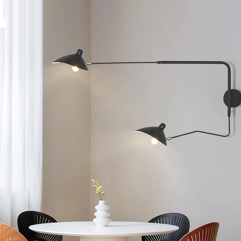 Wandlamp met Verstelbare Gelenkarm Zwart Modern Design voor Woonkamer Werkkamer Flur | Sansoti
