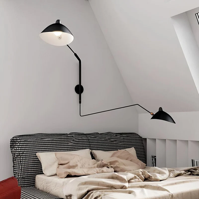Wandlamp met Verstelbare Gelenkarm Zwart Modern Design voor Woonkamer Werkkamer Flur | Sansoti