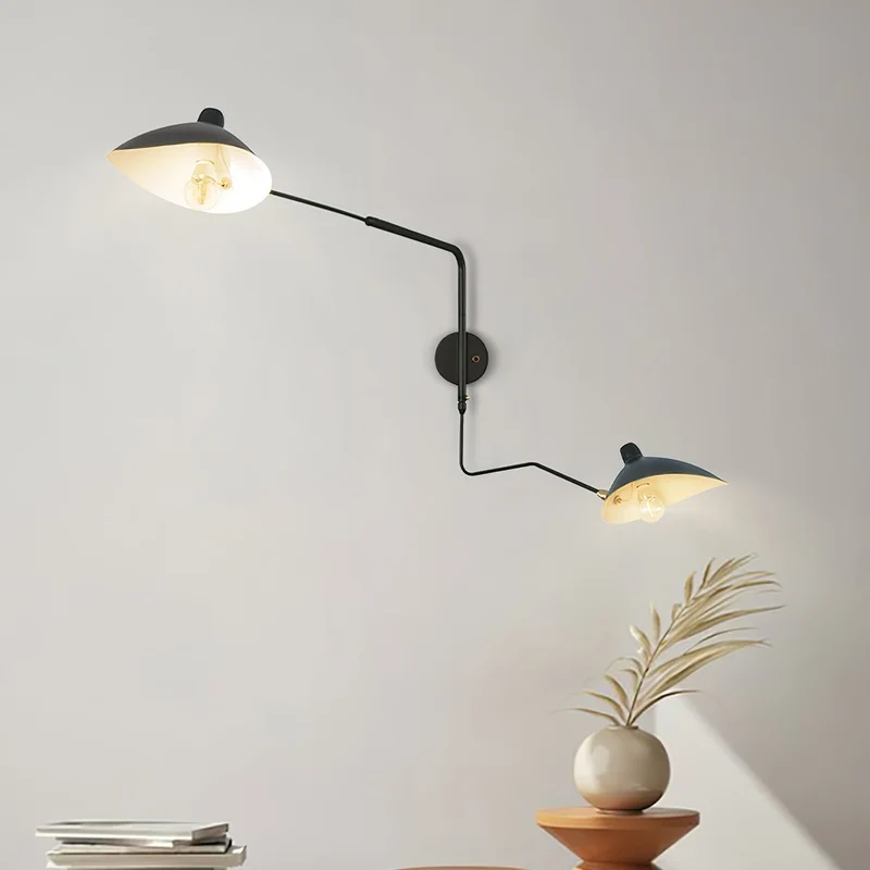 Wandlamp met Verstelbare Gelenkarm Zwart Modern Design voor Woonkamer Werkkamer Flur | Sansoti