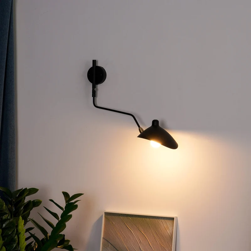 Wandlamp met Verstelbare Gelenkarm Zwart Modern Design voor Woonkamer Werkkamer Flur | Sansoti