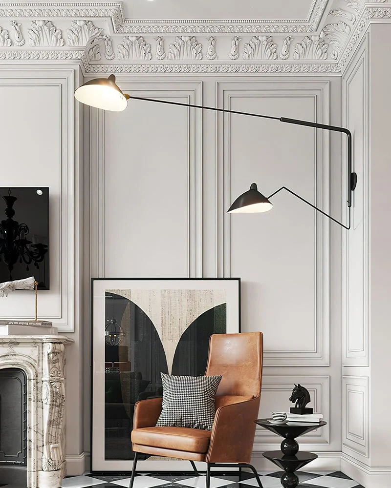 Wandlamp met Verstelbare Gelenkarm Zwart Modern Design voor Woonkamer Werkkamer Flur | Sansoti
