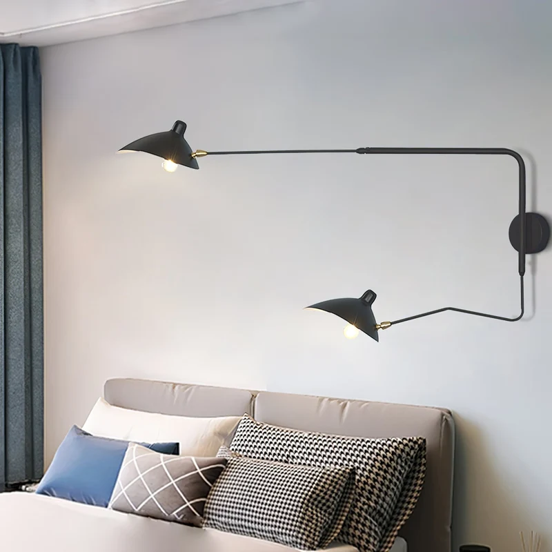 Wandlamp met Verstelbare Gelenkarm Zwart Modern Design voor Woonkamer Werkkamer Flur | Sansoti