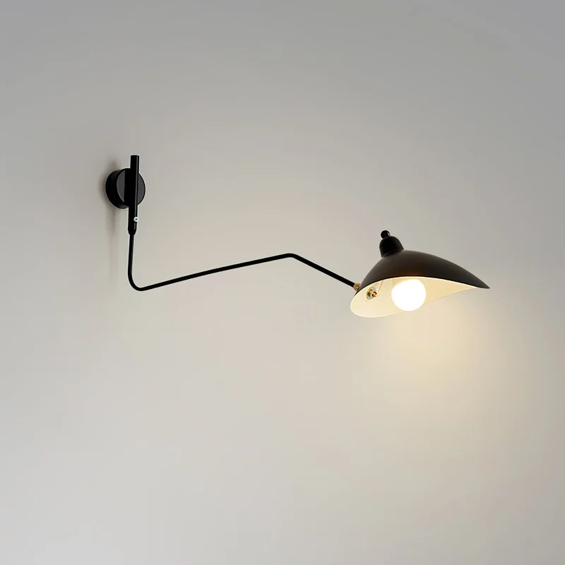Wandlamp met Verstelbare Gelenkarm Zwart Modern Design voor Woonkamer Werkkamer Flur | Sansoti