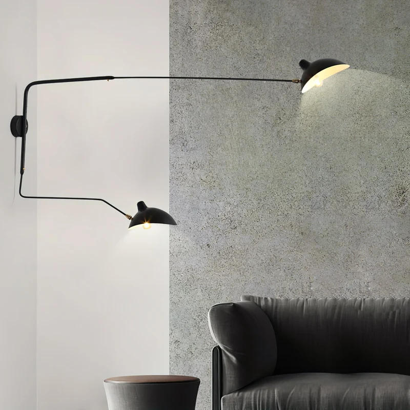 Wandlamp met Verstelbare Gelenkarm Zwart Modern Design voor Woonkamer Werkkamer Flur | Sansoti