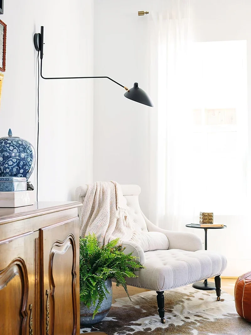 Wandlamp met Verstelbare Gelenkarm Zwart Modern Design voor Woonkamer Werkkamer Flur | Sansoti