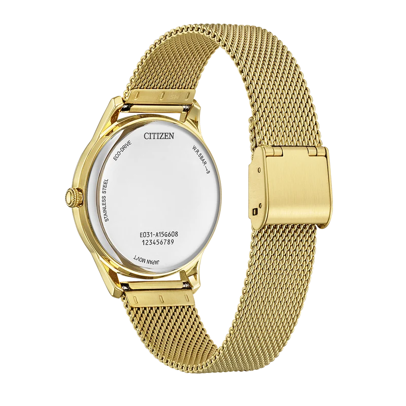 Citizen EM1222-87A Damenuhr • Eco-Drive Lichtantrieb • Elegantes Milanaise-Armband