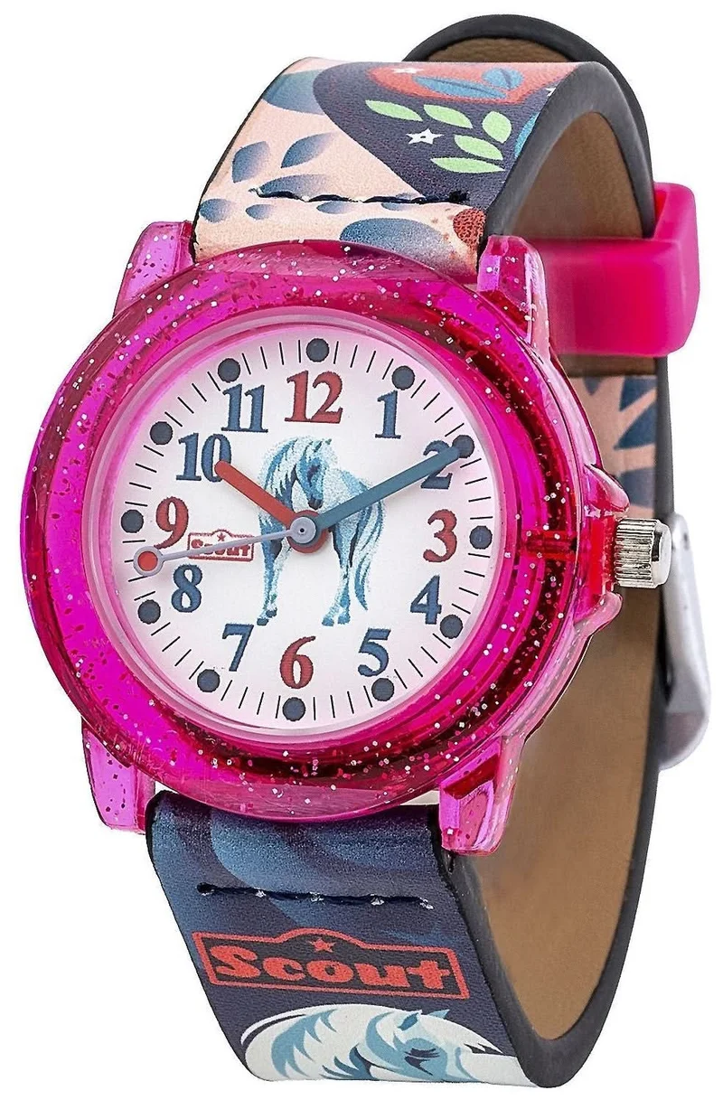 Scout Crystal 164000018 Mädchen-Uhr • Pädagogisches Lernzifferblatt • Einhorn-Motiv