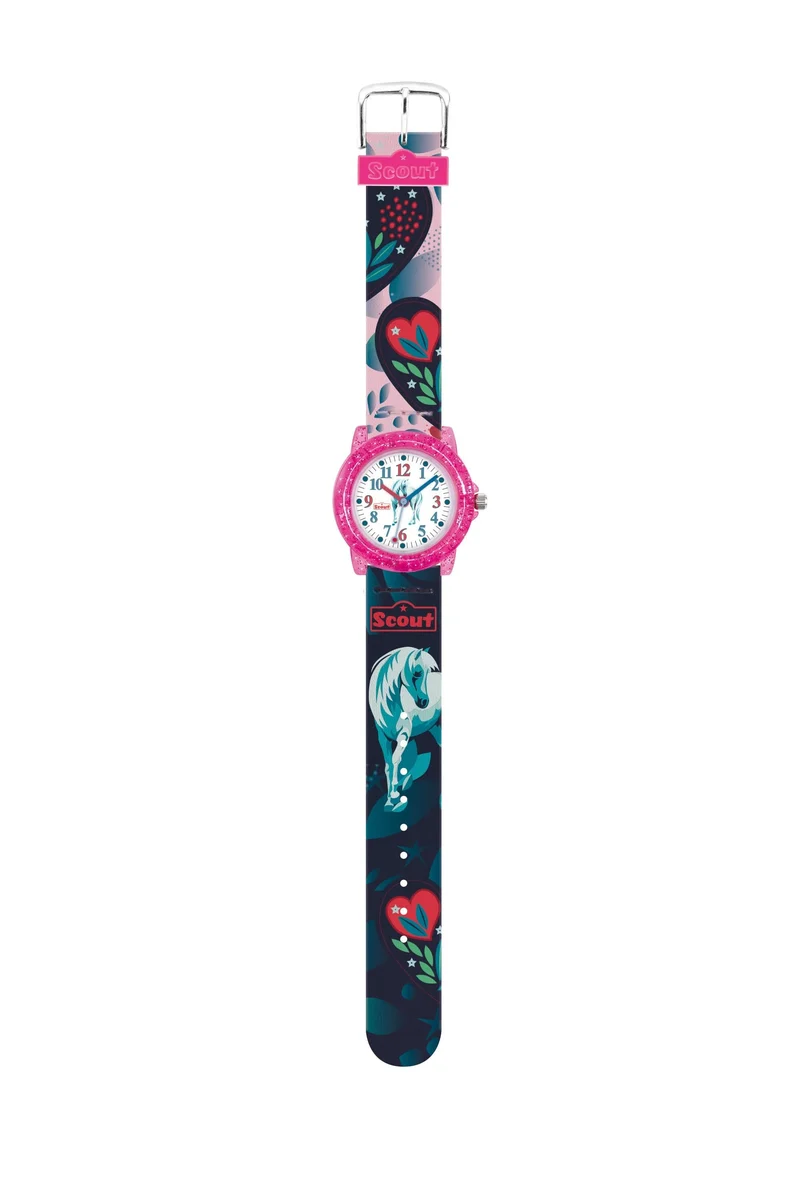 Scout Crystal 164000018 Mädchen-Uhr • Pädagogisches Lernzifferblatt • Einhorn-Motiv