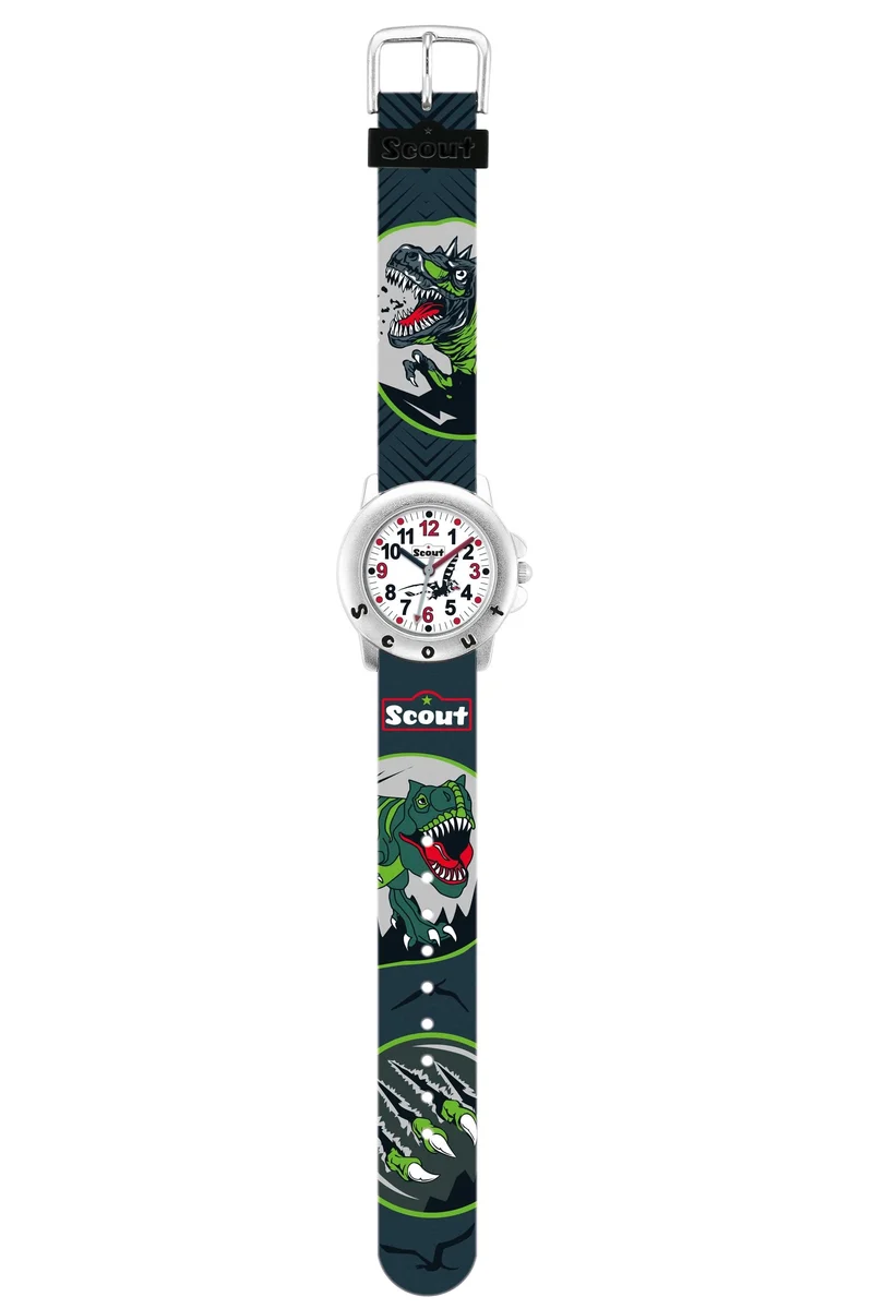 Scout Star Kids Dino 164000048 Jungen-Uhr • Pädagogisches Lernzifferblatt • Robust & 5 Bar wasserdicht