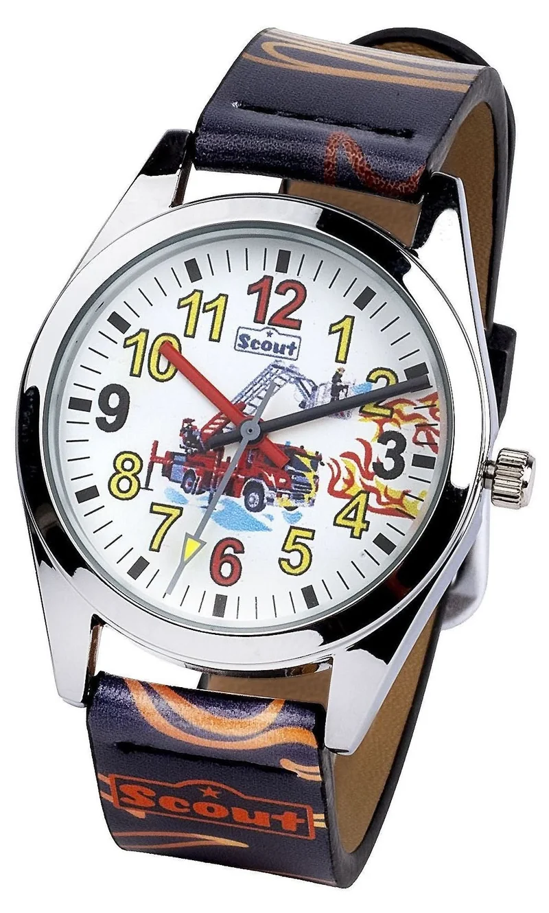 Scout Flames 164000021 Jungen-Uhr • Pädagogische Lernuhr • Robust & 5 Bar wasserdicht